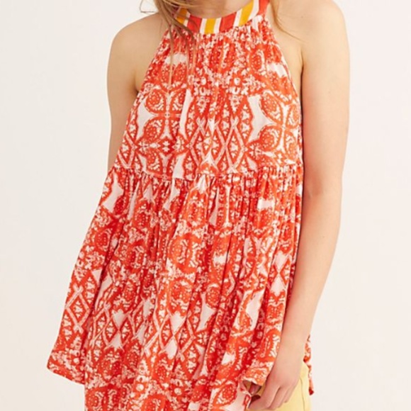 Free People Mini Tunic Dress Top Red Sleeveless - Picture 2 of 9
